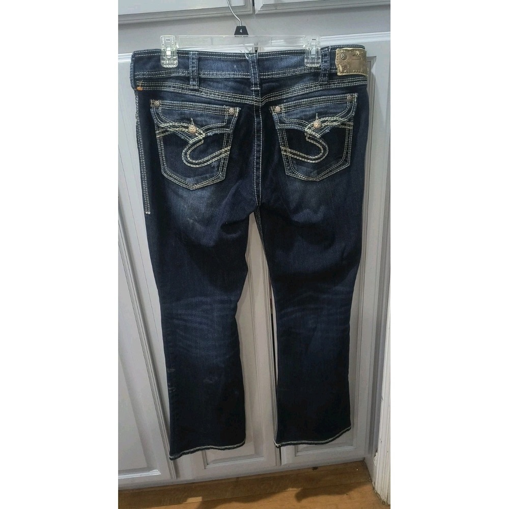 SILVER Jeans SUKI SURPLUS Bootcut Stretch 33x32 Embroidered Pockets Women